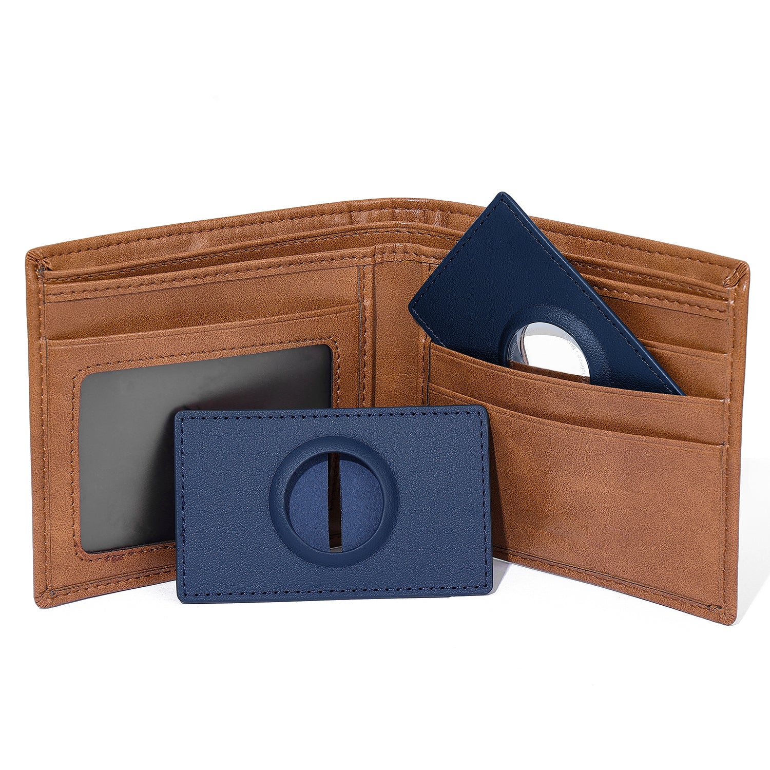 AirTag Wallet Men's Credit Card Holder, Leather Card Wallet RFID Block –  Wallfid