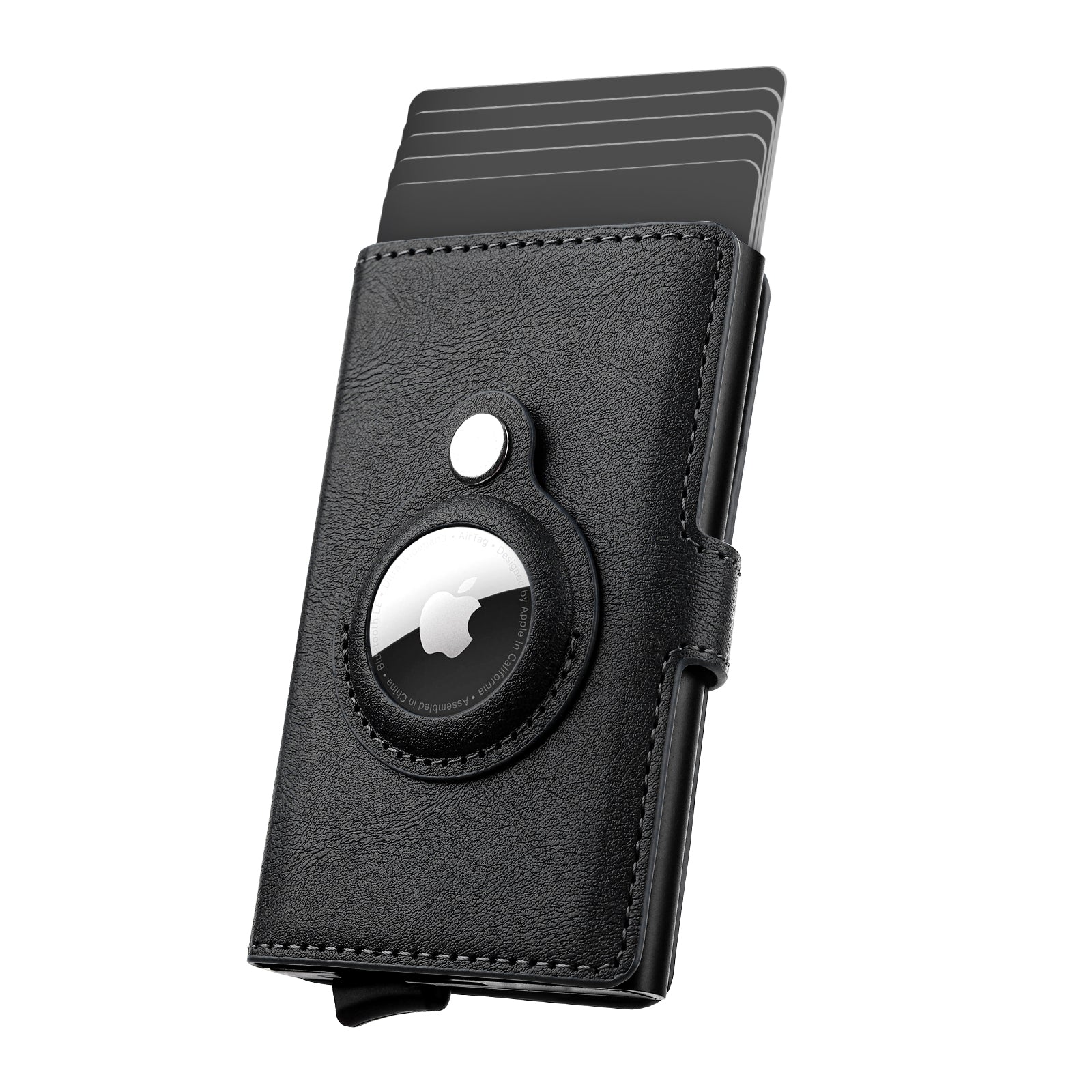 FIDWALL Porte-Cartes de crédit AirTag Wallet pour Hommes, Porte-Cartes en  Cuir RFID bloquant Le boîtier de Carte bancaire en métal Pop Up (Brun) :  : Mode